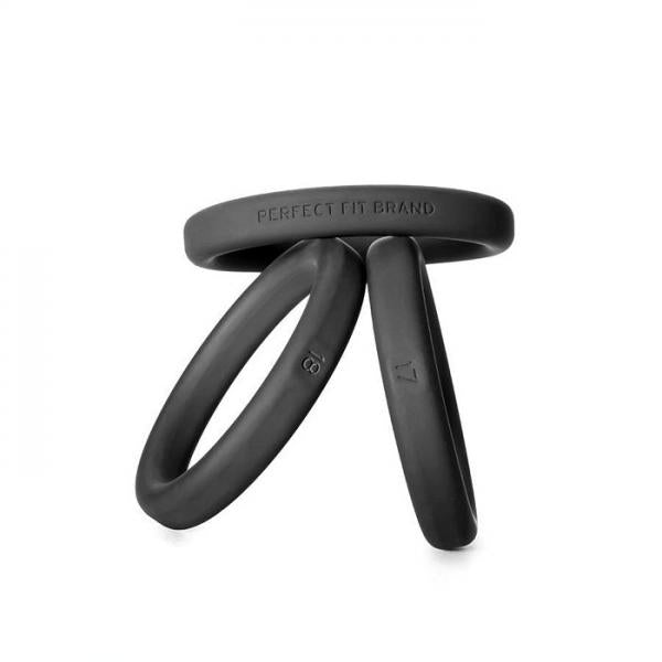 Xact Fit Cockring 3 Ring Kit M/L Black Silicone