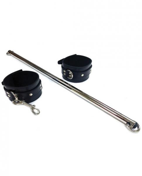 Rouge Leather Adjustable Leg Spreader Bar With Cuffs