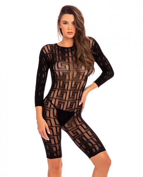 Rene Rofe Exotic Crotchless Bodystocking Black M/L