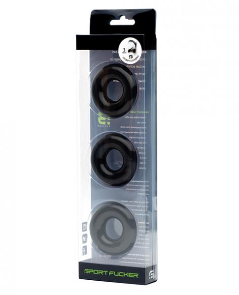 Sport Fucker Chubby Cockring Pack Of 3 Black
