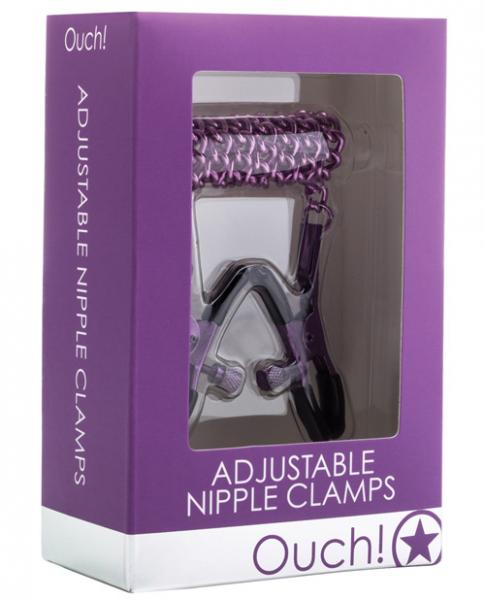Ouch Adjustable Nipple Clamps With Chain Purple
