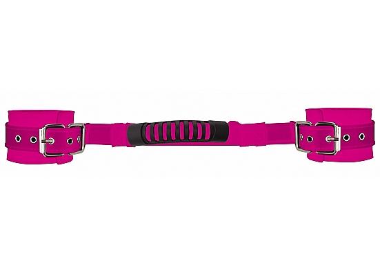 Adjustable Leather Handcuffs Pink