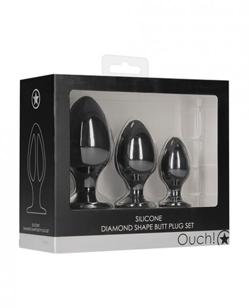 Shots Ouch Diamond Shape Butt Plug Set Black