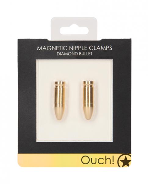 Ouch Magnetic Nipple Clamps Diamond Bullet Gold