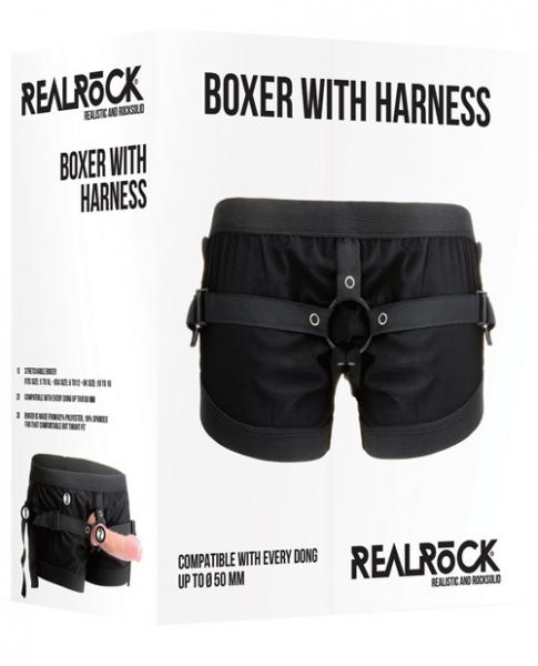 Realrock Boxer With Harness Black O/S