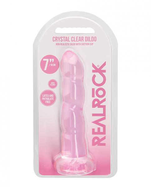 Shots Realrock Crystal Clear Non Realistic 7" Dildo Pink