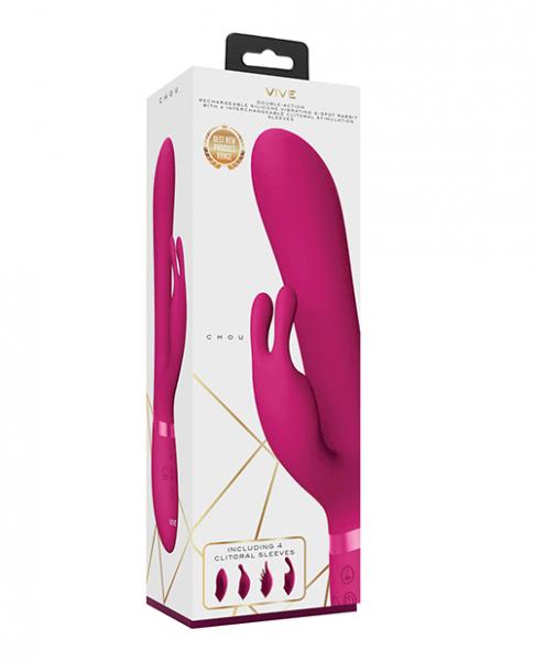Shots Vive Chou G Spot Rabbit W/Interchangeable Clitoral Attachments Pink