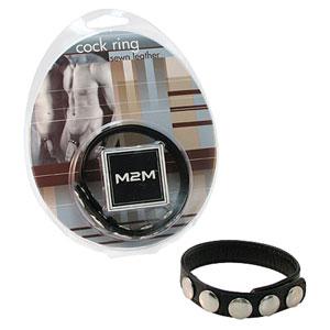 M2 M Cock Ring Sewn Leather 5 Snaps Black