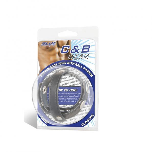 C & B Gear T Style Cock Ring With Ball Divider Black