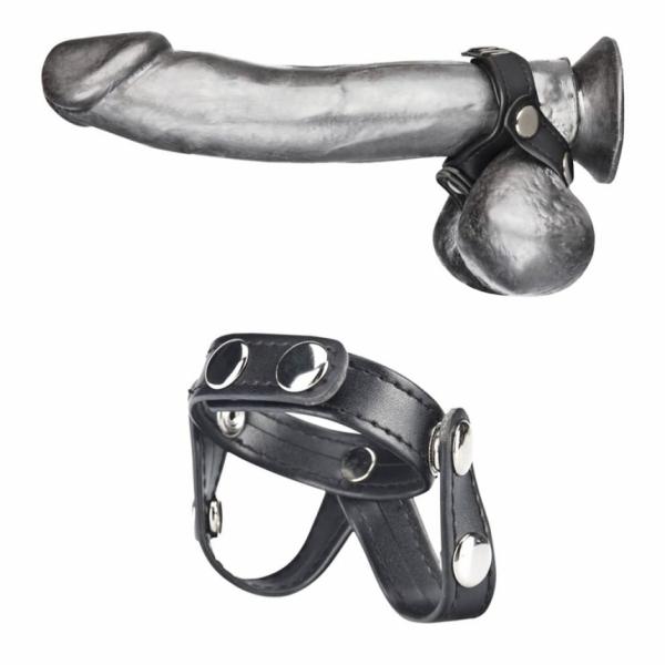 C & B Gear V Style Cock Ring With Ball Divider Black