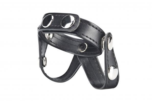 C & B Gear V Style Cock Ring With Ball Divider Black