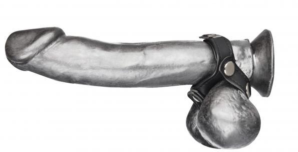 C & B Gear V Style Cock Ring With Ball Divider Black
