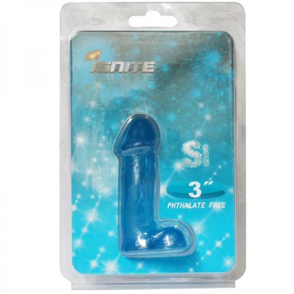 3 Inches Cock With Balls Blue Dildo