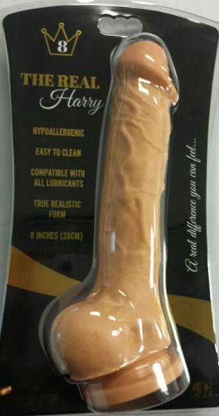 Real Harry Dildo Balls Suction Cup 8 Inches Vanilla