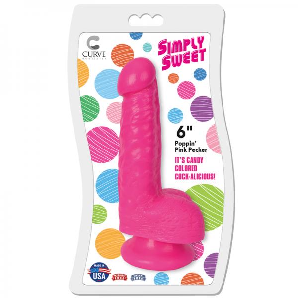 Simply Sweet Poppin Pink Pecker 6 Inches Dildo