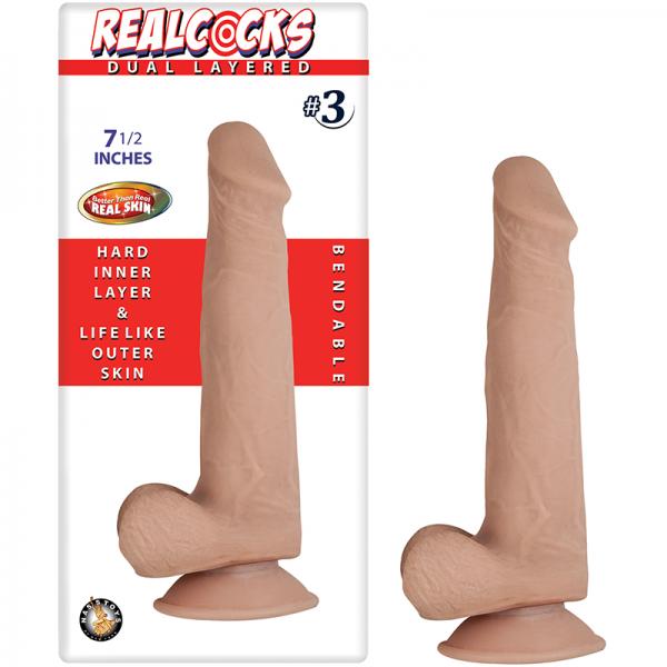 Real Cocks Dual Layered #3 Beige 7.5 Inches Dildo