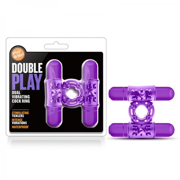 Play With Me Double Play Dual Vibrating Cockring Purple
