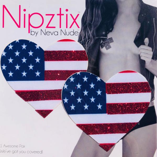 Neva Nude Pasty Hearts U.S Flag
