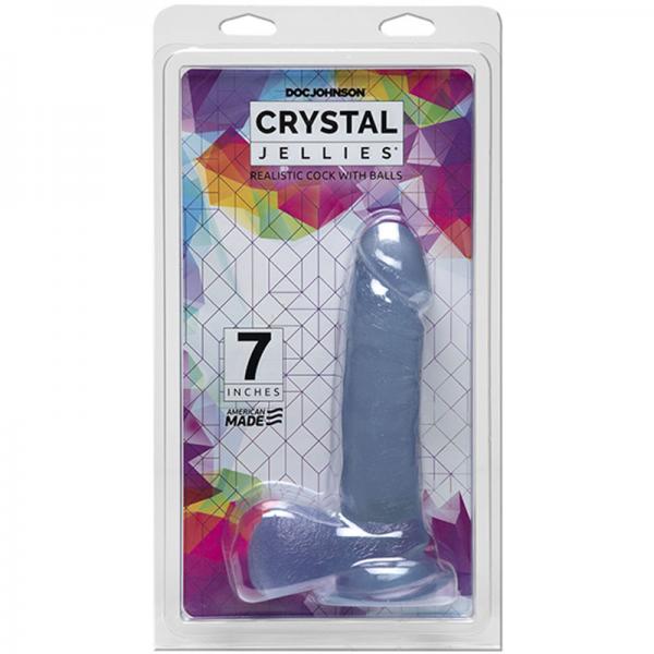 Crystal Jellies 7in Realistic Cock W/Balls Clear