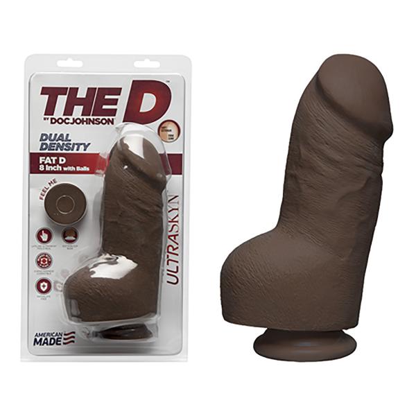The D Fat D 8 Inches With Balls Ultraskyn Brown Dildo