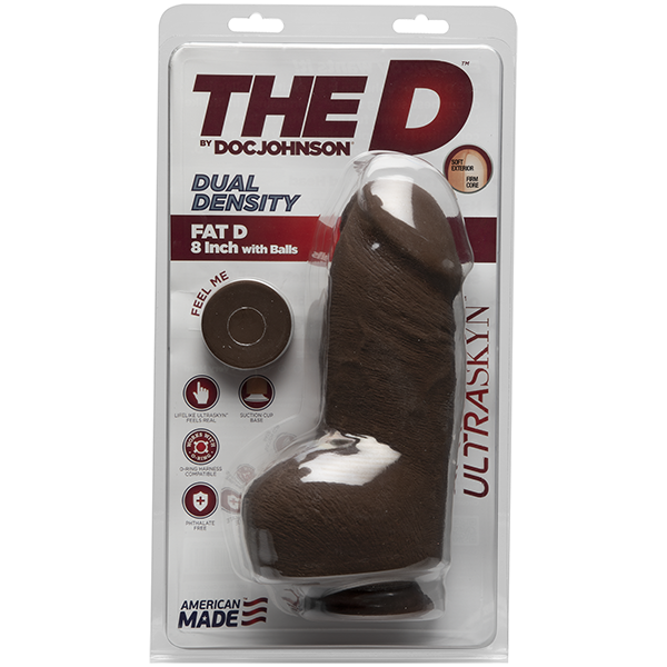 The D Fat D 8 Inches With Balls Ultraskyn Brown Dildo