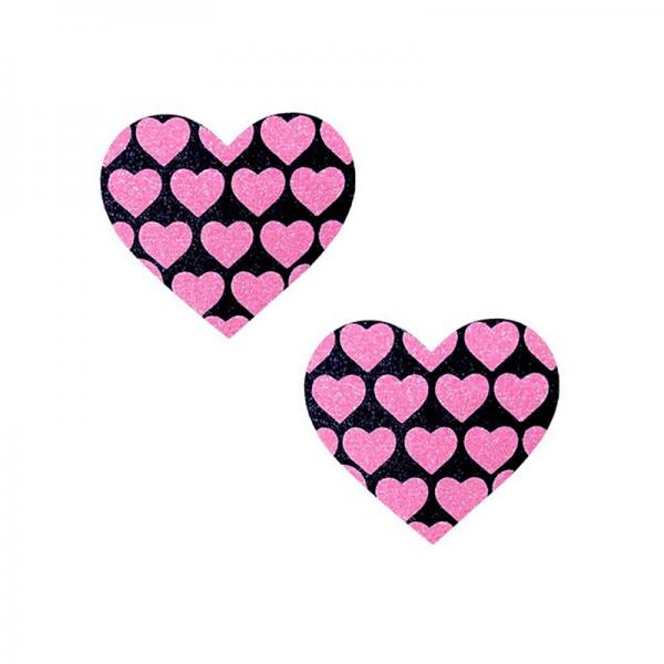 Neva Nude Pasty Hearts On Heart Uv Ne Pink/Black