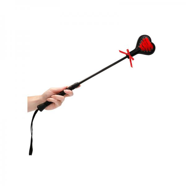 Ouch! Crop Black Heart With Red Lace Large