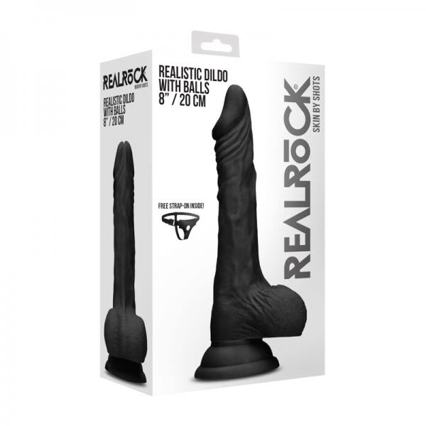Realrock 8 / 20 Cm Realistic Dildo With Balls Black