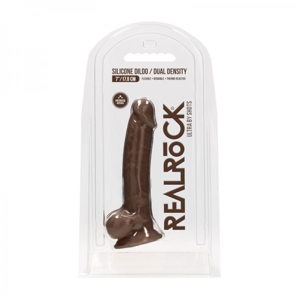 Realrock Ultra 7 / 17.8 Cm Silicone Dildo With Balls Brown
