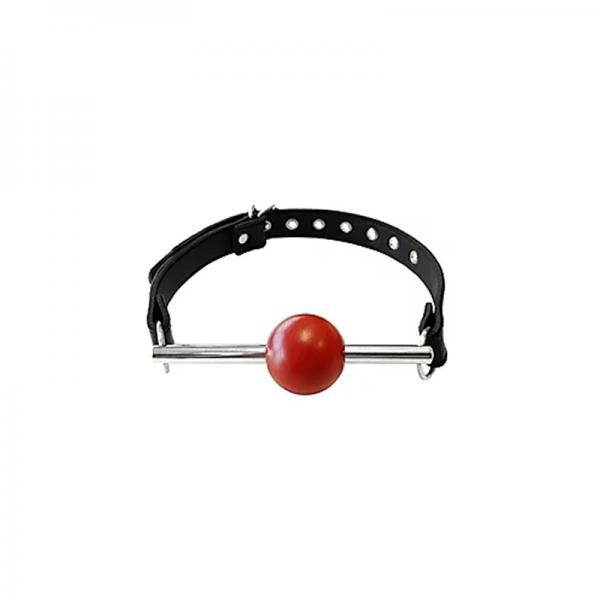 Ball Gag Black With Removable Red Ball And Stainless Steel Rod