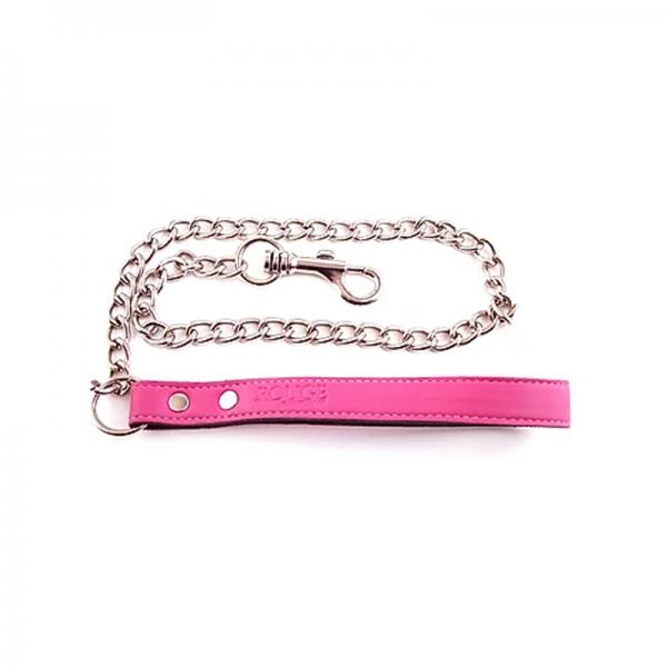 Leather Lead With Chain Pink
