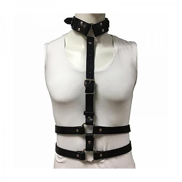 Female Chest Harness With Choker Black