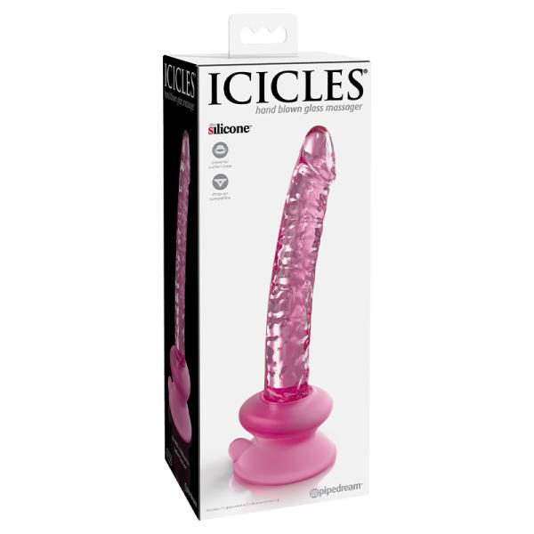 Icicles No. 86 Glass Suction Cup Dildo Pink
