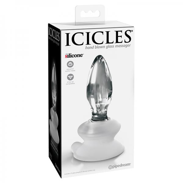 Icicles No. 91 Glass Suction Cup Anal Plug Clear