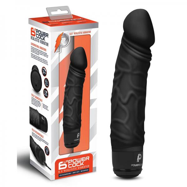 Powercock 6.5" Realistic Vibrator Dark