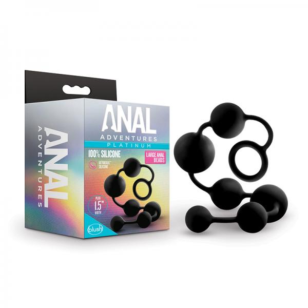 Anal Adventures Platinum Silicone Large Anal Beads Black