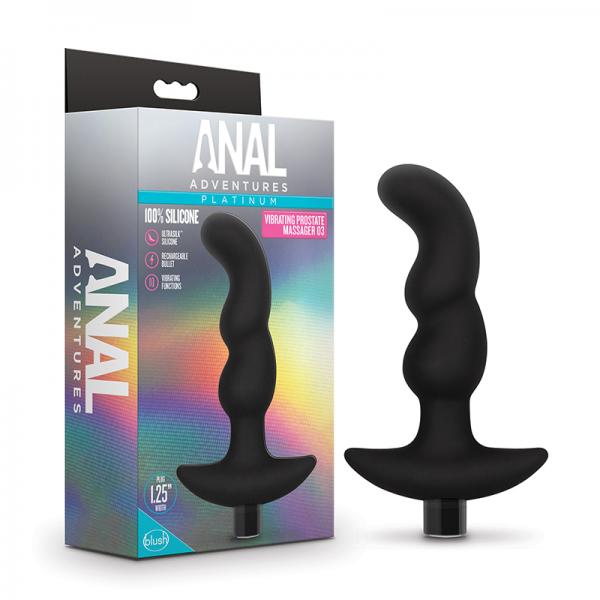 Anal Adventures Platinum Silicone Vibrating Prostate Massager 03 Black