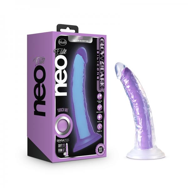 Neo Elite Glow In The Dark Light 7 Inch Silicone Dual Density Dildo Neon Purple