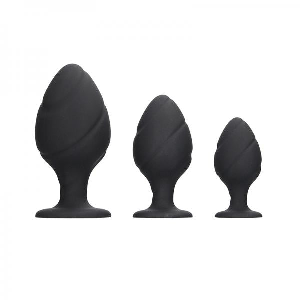 Ouch Swirled Butt Plug Set Black