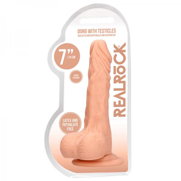 Real Rock Realistic Dildo With Balls 7" 17 Cm Vanilla