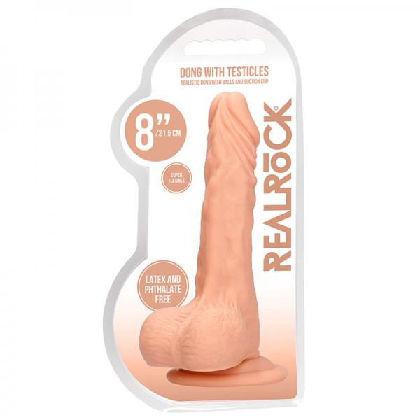 Real Rock Realistic Dildo With Balls 8" 20 Cm Vanilla