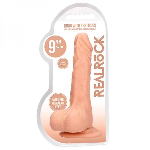 Real Rock Realistic Dildo With Balls 9" 23 Cm Vanilla