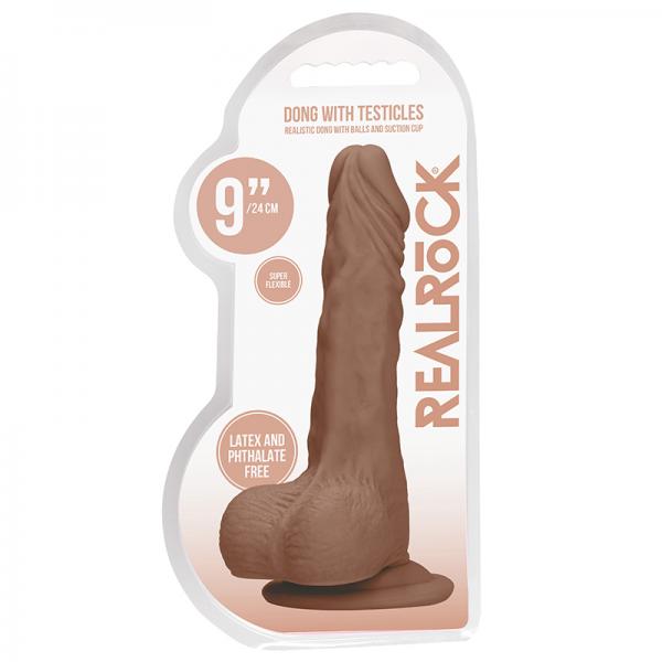 Real Rock Realistic Dildo With Balls 9'" 23 Cm Mocha