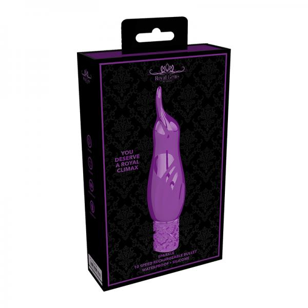 Royal Gems Sparkle Silicone Rechargeable Bullet Purple