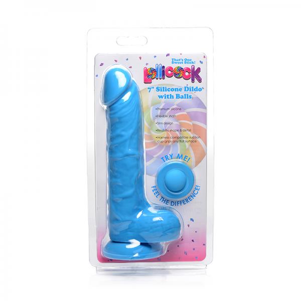 Lollicock Silicone Dildo With Balls 7 In. Berry