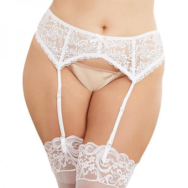 Dreamgirl Plus Size Sexy And Delicate Scalloped Lace Garter Belt White Queen Hanging
