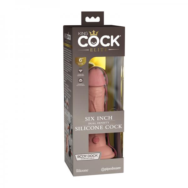 King Cock Elite Silicone Dual Density Cock 6 In. Light