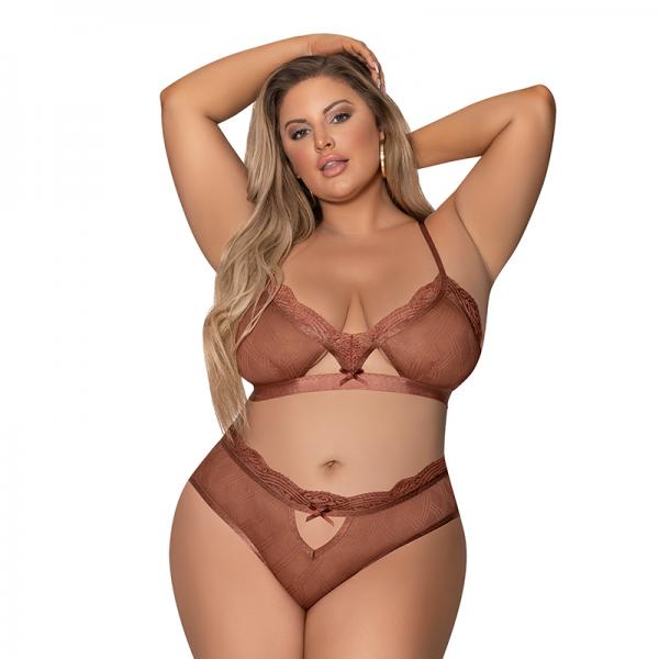 Magic Silk Caramel Kiss Bralette & G String Panty Caramel Queen Size