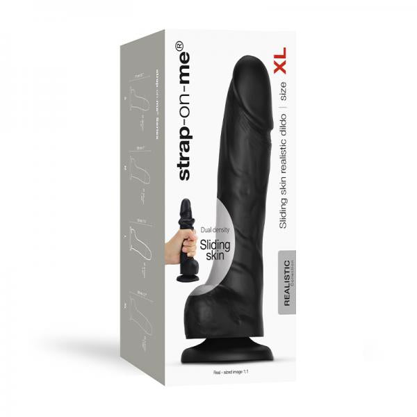 Strap On Me Sliding Skin Realistic Dual Density Dildo Black Xl
