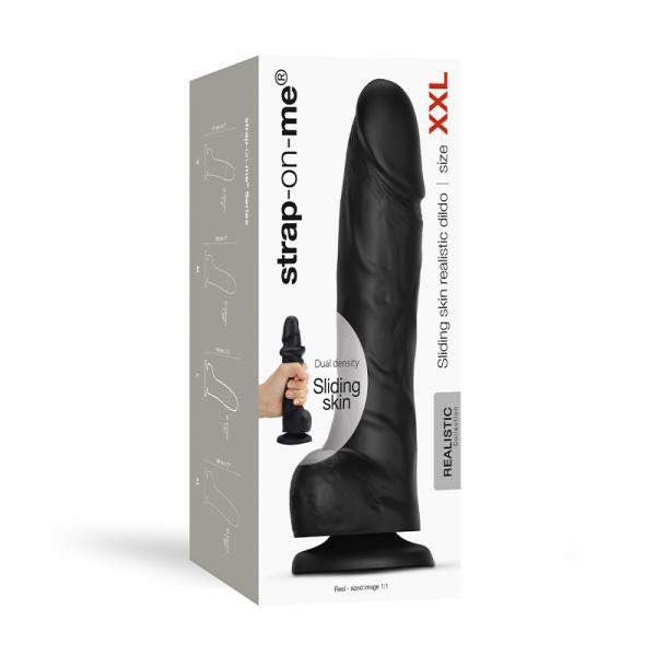 Strap On Me Sliding Skin Realistic Dildo Dual Density Black Xxl